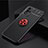 Ultra-thin Silicone Gel Soft Case Cover with Magnetic Finger Ring Stand JM2 for Oppo A93s 5G Red and Black