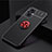 Ultra-thin Silicone Gel Soft Case Cover with Magnetic Finger Ring Stand JM2 for Oppo A96 5G Red and Black