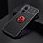 Ultra-thin Silicone Gel Soft Case Cover with Magnetic Finger Ring Stand JM2 for Oppo A98 5G Red and Black