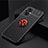 Ultra-thin Silicone Gel Soft Case Cover with Magnetic Finger Ring Stand JM2 for Oppo F21 Pro 5G Red and Black