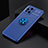 Ultra-thin Silicone Gel Soft Case Cover with Magnetic Finger Ring Stand JM2 for Oppo Find X3 5G Blue