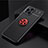 Ultra-thin Silicone Gel Soft Case Cover with Magnetic Finger Ring Stand JM2 for Oppo Find X3 5G Red and Black