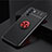 Ultra-thin Silicone Gel Soft Case Cover with Magnetic Finger Ring Stand JM2 for Oppo K9 Pro 5G Red and Black