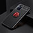 Ultra-thin Silicone Gel Soft Case Cover with Magnetic Finger Ring Stand JM2 for Realme 9i 4G Red and Black