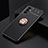 Ultra-thin Silicone Gel Soft Case Cover with Magnetic Finger Ring Stand JM2 for Samsung Galaxy A15 4G Gold and Black