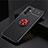 Ultra-thin Silicone Gel Soft Case Cover with Magnetic Finger Ring Stand JM2 for Samsung Galaxy A15 4G Red and Black