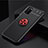 Ultra-thin Silicone Gel Soft Case Cover with Magnetic Finger Ring Stand JM2 for Samsung Galaxy M02s Red and Black