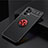 Ultra-thin Silicone Gel Soft Case Cover with Magnetic Finger Ring Stand JM2 for Samsung Galaxy M32 5G Red and Black