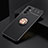 Ultra-thin Silicone Gel Soft Case Cover with Magnetic Finger Ring Stand JM2 for Samsung Galaxy M54 5G Gold and Black