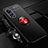 Ultra-thin Silicone Gel Soft Case Cover with Magnetic Finger Ring Stand JM3 for Oppo A1 5G Red and Black