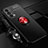Ultra-thin Silicone Gel Soft Case Cover with Magnetic Finger Ring Stand JM3 for Oppo A54 5G Red and Black