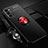 Ultra-thin Silicone Gel Soft Case Cover with Magnetic Finger Ring Stand JM3 for Oppo A55S 5G Red and Black