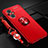 Ultra-thin Silicone Gel Soft Case Cover with Magnetic Finger Ring Stand JM3 for Oppo F21 Pro 5G Red