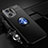 Ultra-thin Silicone Gel Soft Case Cover with Magnetic Finger Ring Stand JM3 for Oppo Find X5 Pro 5G Blue and Black