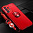 Ultra-thin Silicone Gel Soft Case Cover with Magnetic Finger Ring Stand JM3 for Samsung Galaxy A72 4G Red