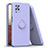 Ultra-thin Silicone Gel Soft Case Cover with Magnetic Finger Ring Stand QW1 for Samsung Galaxy A12 Nacho Lavender Gray