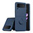 Ultra-thin Silicone Gel Soft Case Cover with Magnetic Finger Ring Stand QW1 for Samsung Galaxy Z Flip3 5G Blue