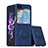 Ultra-thin Silicone Gel Soft Case Cover with Magnetic Finger Ring Stand QW1 for Samsung Galaxy Z Flip5 5G Blue