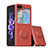 Ultra-thin Silicone Gel Soft Case Cover with Magnetic Finger Ring Stand QW1 for Samsung Galaxy Z Flip5 5G Hot Pink