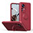 Ultra-thin Silicone Gel Soft Case Cover with Magnetic Finger Ring Stand QW1 for Xiaomi Mi 12T 5G Red Wine