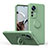 Ultra-thin Silicone Gel Soft Case Cover with Magnetic Finger Ring Stand QW1 for Xiaomi Mi 12T Pro 5G Army green