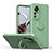 Ultra-thin Silicone Gel Soft Case Cover with Magnetic Finger Ring Stand QW1 for Xiaomi Redmi K50 Ultra 5G Army green