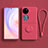 Ultra-thin Silicone Gel Soft Case Cover with Magnetic Finger Ring Stand S01 for Huawei P50 Pocket Hot Pink