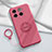 Ultra-thin Silicone Gel Soft Case Cover with Magnetic Finger Ring Stand S01 for OnePlus 10T 5G Hot Pink