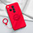 Ultra-thin Silicone Gel Soft Case Cover with Magnetic Finger Ring Stand S01 for Oppo Find X7 5G Red