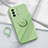 Ultra-thin Silicone Gel Soft Case Cover with Magnetic Finger Ring Stand S01 for Oppo K9 5G Green