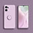 Ultra-thin Silicone Gel Soft Case Cover with Magnetic Finger Ring Stand S01 for Oppo Reno7 SE 5G Clove Purple