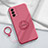 Ultra-thin Silicone Gel Soft Case Cover with Magnetic Finger Ring Stand S01 for Realme GT Master 5G Hot Pink