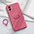 Ultra-thin Silicone Gel Soft Case Cover with Magnetic Finger Ring Stand S01 for Vivo iQOO Z6x Red