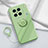 Ultra-thin Silicone Gel Soft Case Cover with Magnetic Finger Ring Stand S01 for Vivo X90 5G Green