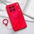 Ultra-thin Silicone Gel Soft Case Cover with Magnetic Finger Ring Stand S01 for Vivo X90 5G Red