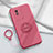 Ultra-thin Silicone Gel Soft Case Cover with Magnetic Finger Ring Stand S01 for Vivo Y02A Hot Pink