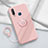 Ultra-thin Silicone Gel Soft Case Cover with Magnetic Finger Ring Stand S01 for Vivo Y12 Pink