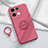 Ultra-thin Silicone Gel Soft Case Cover with Magnetic Finger Ring Stand S01 for Xiaomi Redmi Note 13 5G Hot Pink