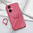 Ultra-thin Silicone Gel Soft Case Cover with Magnetic Finger Ring Stand S02 for OnePlus Nord CE 3 5G Hot Pink