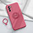 Ultra-thin Silicone Gel Soft Case Cover with Magnetic Finger Ring Stand S02 for Oppo Reno6 5G Hot Pink