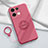 Ultra-thin Silicone Gel Soft Case Cover with Magnetic Finger Ring Stand S02 for Oppo Reno8 Pro 5G Hot Pink