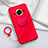 Ultra-thin Silicone Gel Soft Case Cover with Magnetic Finger Ring Stand S02 for Realme 11 Pro 5G Red