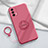 Ultra-thin Silicone Gel Soft Case Cover with Magnetic Finger Ring Stand S02 for Realme GT Master 5G Hot Pink