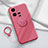 Ultra-thin Silicone Gel Soft Case Cover with Magnetic Finger Ring Stand S02 for Vivo iQOO 11 5G Hot Pink