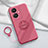 Ultra-thin Silicone Gel Soft Case Cover with Magnetic Finger Ring Stand S02 for Vivo V29 Lite 5G Hot Pink