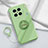 Ultra-thin Silicone Gel Soft Case Cover with Magnetic Finger Ring Stand S02 for Vivo X90 5G Green