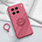 Ultra-thin Silicone Gel Soft Case Cover with Magnetic Finger Ring Stand S02 for Vivo X90 5G Hot Pink