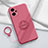 Ultra-thin Silicone Gel Soft Case Cover with Magnetic Finger Ring Stand S02 for Xiaomi Poco F5 5G Hot Pink