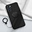 Ultra-thin Silicone Gel Soft Case Cover with Magnetic Finger Ring Stand S03 for Oppo Reno6 5G Black