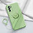 Ultra-thin Silicone Gel Soft Case Cover with Magnetic Finger Ring Stand S03 for Oppo Reno6 5G Matcha Green